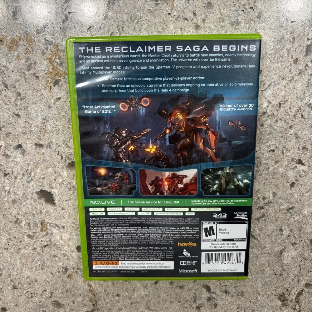 Halo 4 Xbox 360 Video Game NTSC‎ Microsoft Studios Shooter Action Adventure